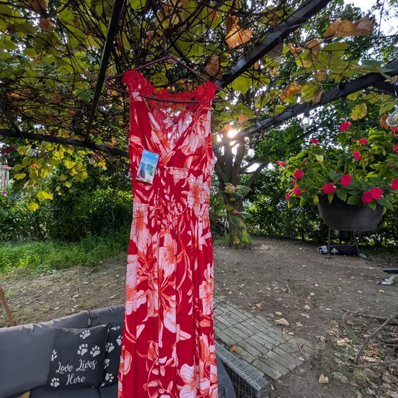 Red Floral Maxi Dress - Picture 2 of 6